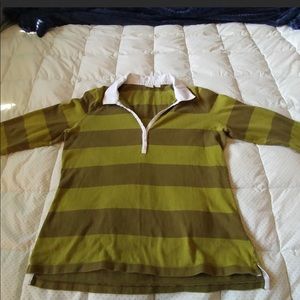 Green/olive striped polo shirt